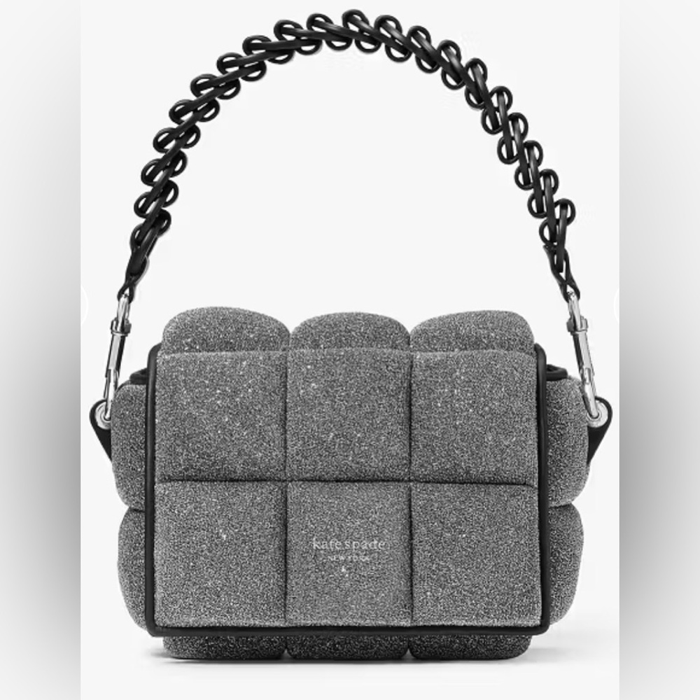 Kate Spade Boxxy Metallic Crossbody Gunmetal Silver NWT MSRP $528